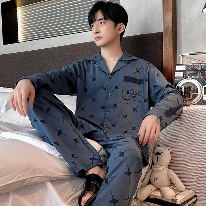 Spring and autumn men's cotton night suit jacket. 
