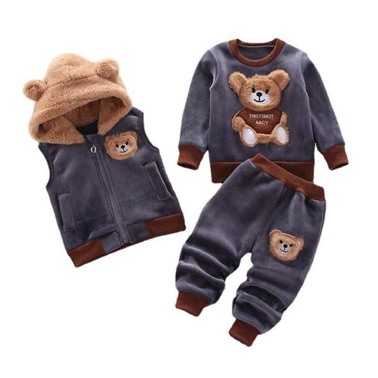 Thickened Cartoon Bear Print Children's Suit Spring 