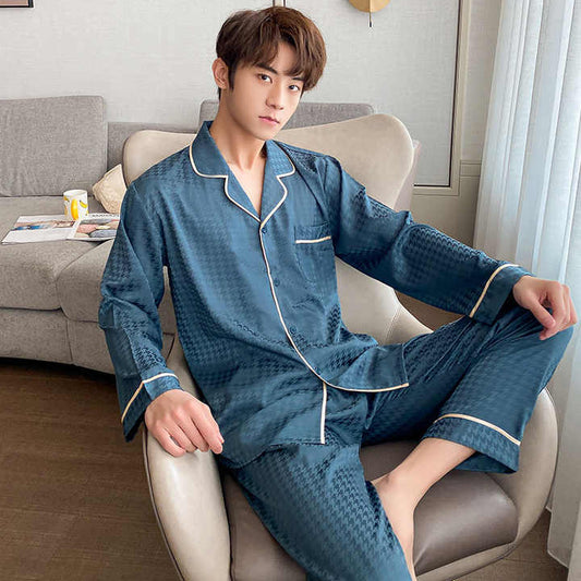 Men's Long Sleeve Sleepwear for Spring and Autumn 