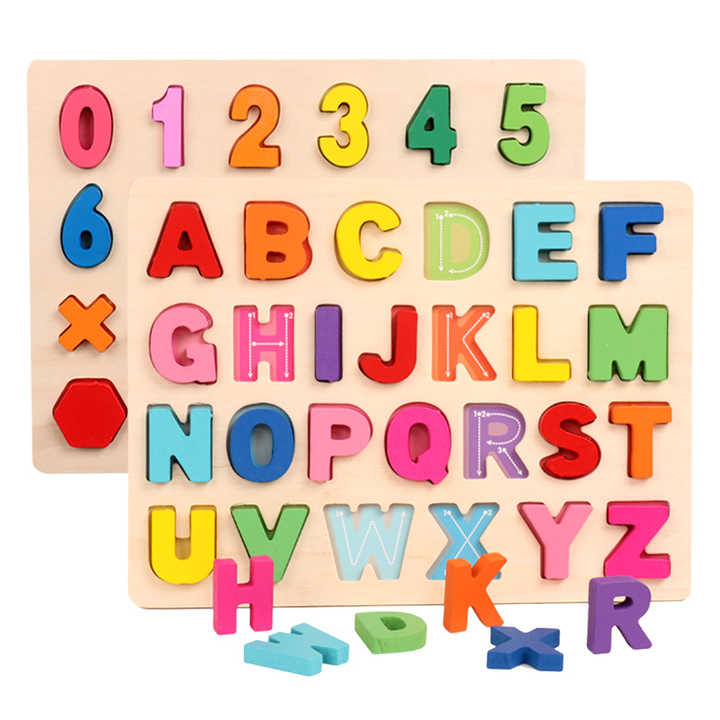 Creative Wooden Alphabet and Number Puzzles for Kids 