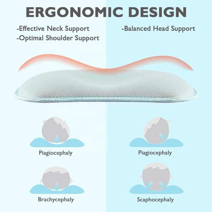 Organic Cotton Portable Memory Foam Support Head Pillow for Kids 