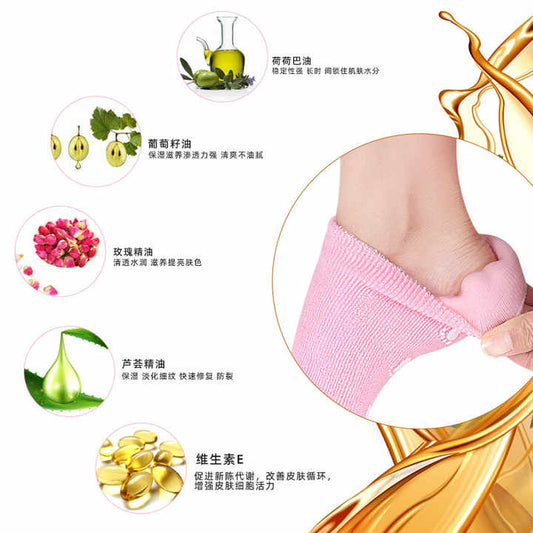 Open Toe Recovery Socks Day Night Care Moisturizing Silicone Gel Heel Socks for Dry and Cracked Skin