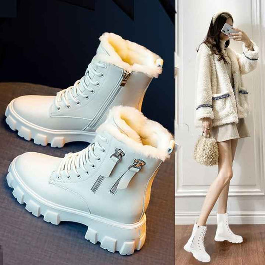 Women's thick, warm, soft leather shoes 