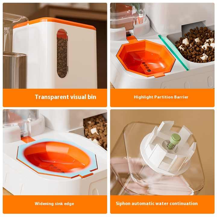 Automatic Cat Feeder and Drinker Large Capacity 2 in 1 Water Drinker Accessories Small Household Supplies - Bowls &amp; Feeders 