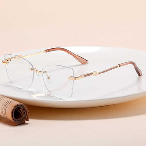 نظارات بصرية معدنية جديدة للنساء بدون إطار- New Women's Metal Optical Glasses