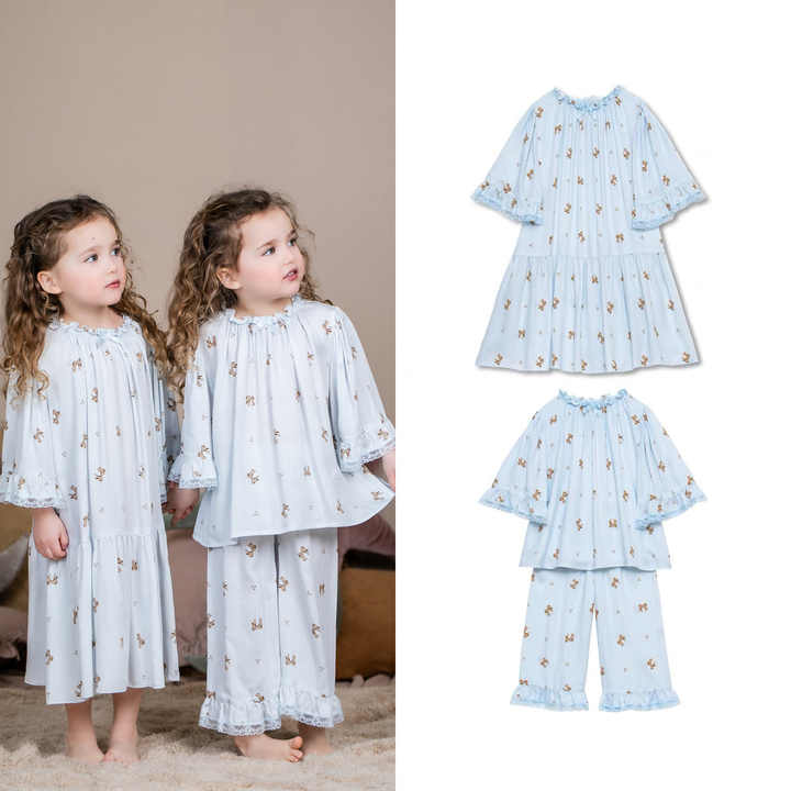 Custom Print Baby Pajamas Cotton Silk Print Dresses Two Piece Children Boutique Girls Sleepwear PJS Kids Pajamas Sets 