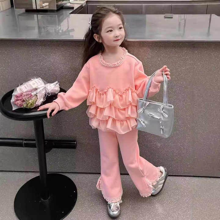 Girls' Small Fragrant Wind Hoodie Set 