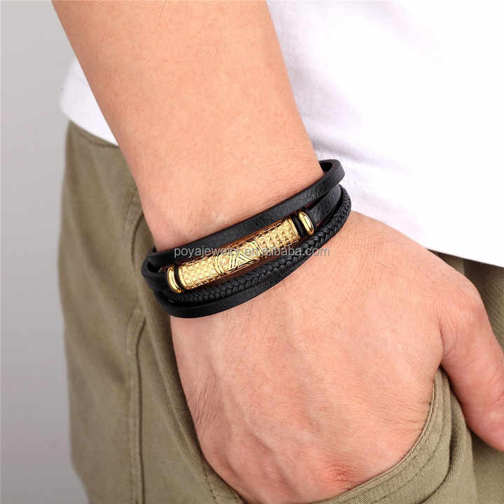 POYA Vintage Viking Black Genuine Leather. 