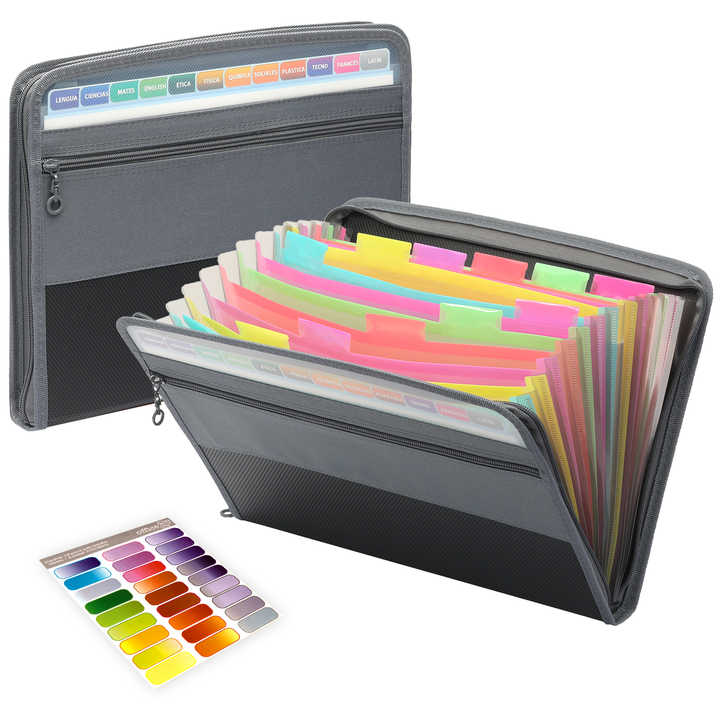 A4 Plastic Letter Size 13 Pocket with Zipper PU Material 