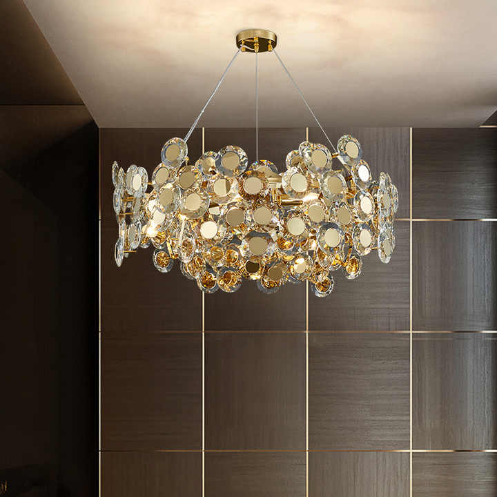 Round crystal gold lamp 