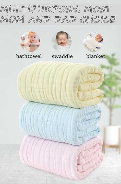 6 Layers Chunky Muslin Natural Cotton Breathable Skin Friendly Chunky Wrap Ultra Soft Absorbent Baby Bath Blanket Towel Swaddle Blankets 