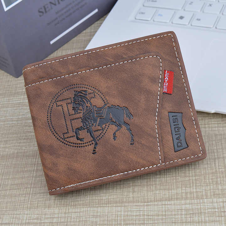 Classic Men's Leather Wallet with Short Zipper 