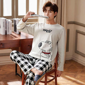 Men's Long Sleeve Cotton Pajama Set Clothingn 
