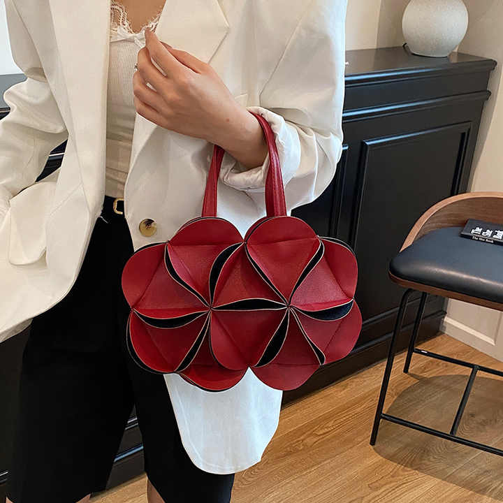 Women's Red Flower Design Handbag
