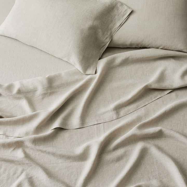 Breathable French Linen Bed Sheet Set, Washed 