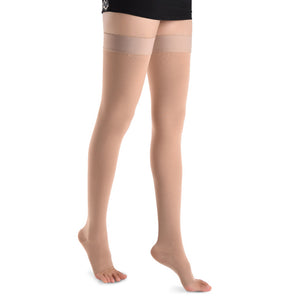 Thigh-high medical compression stockings Black/Beige Color Stocking 