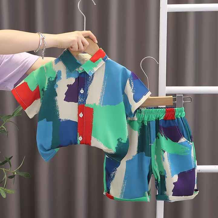 Boys' Suit Kids Summer New Short Sleeve Set-Shorts T- 