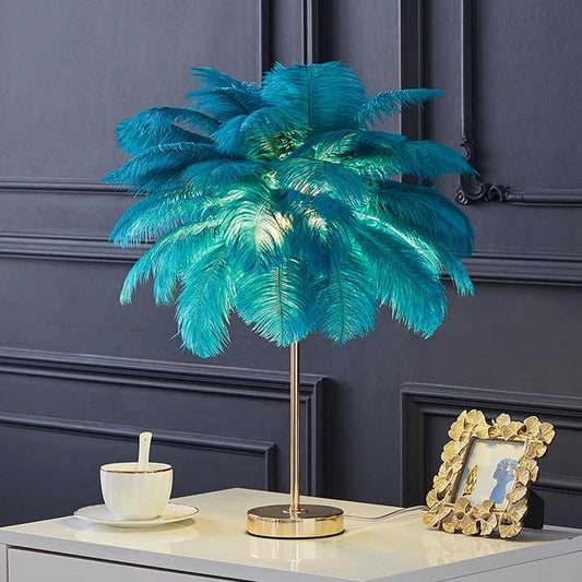 Beautiful green office lights home lighting ostrich feather luxury decor 