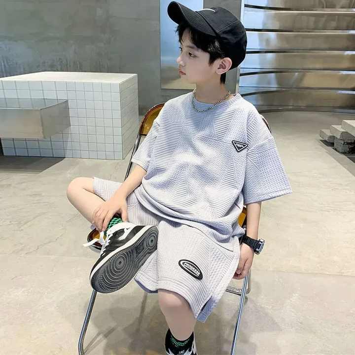 Boys' shorts, boys' summer suit, new short-sleeved shirt and shorts 