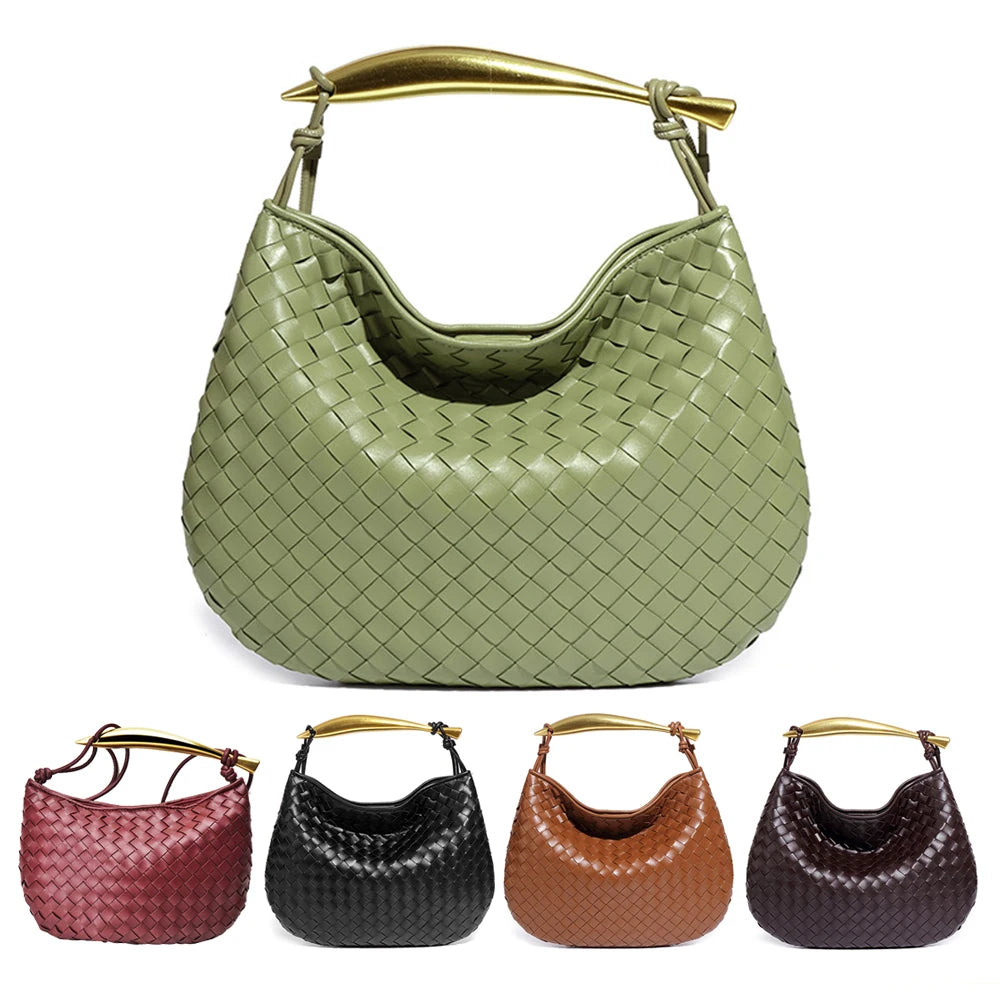 Woven leather handbags for women 