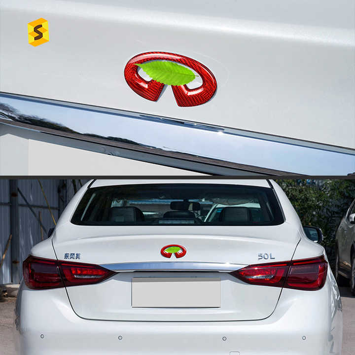 Carbon Fiber Exterior Accessories Carbon Fiber Car Rear Trunk Emblem Decoration Kit For Infiniti Q50 
