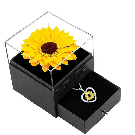 I Love You Pendant Sunflower Jewelry Box- 