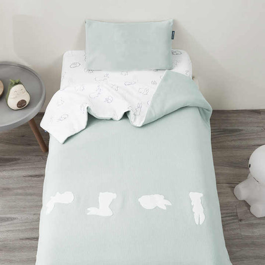 Soft Customizable Size Baby Sizes Included 100% Cotton Knitted Quilt Set, Embroidered and Quilted Comforter, 