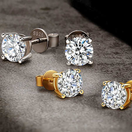Sterling Silver Fine Jewelry Moissanite 