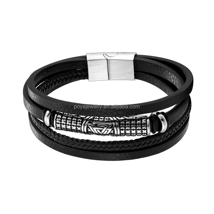POYA Vintage Viking Black Genuine Leather. 