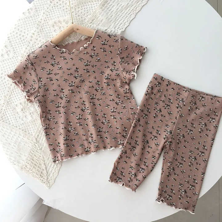 Conison 0-12 Years Baby Girls Floral Print Sleepwear Fashion Shorts Outfits Kids Shorts Set Summer Sale Hot Sale 