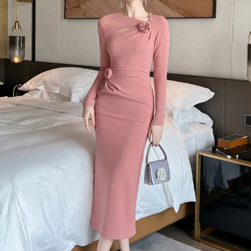 Women's long dress with long sleeves 
