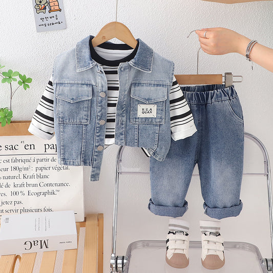 طقم بدله من ثلاث قطع بنطلون اولاد