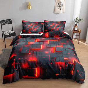 غطاء لحاف هندسي فائق النعومة حديث هندسي . Super Soft Geometric Duvet Cover Modern Geometric Red