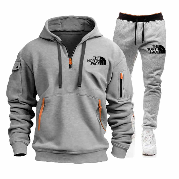 Men's trendy autumn/winter velvet set with multi-pocket 