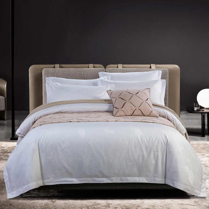 Factory Direct High Quality Pure White Soft Hotel Bed Sheet Set 