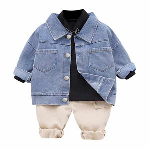1-5 Years Fashionable Autumn Clothes Set with Jeans Coat and Pants 3 Boys 