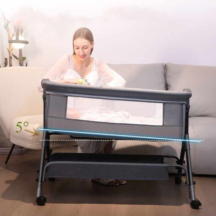 Multifunctional Folding Aluminum Baby Bed Cradle Side Bed Side Sleeper Portable Stroller 