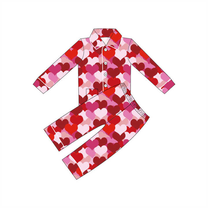 Qingli OEM Custom Factory Heart-Shape Newborn Baby Sleepwear Set 