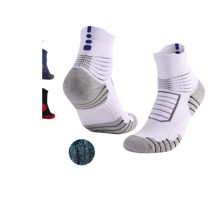 Sweat-absorbing, breathable and shock-absorbing sports socks for men and women with thick bottom and towel 