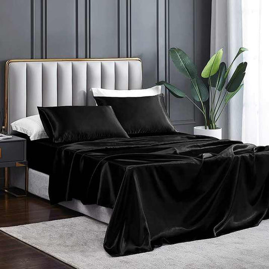 Wholesale Luxury Satin Bedspreads 4 Piece Silky 