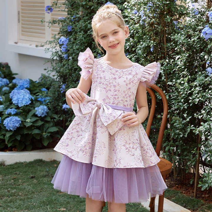 Children's Clothing Ball Gown for Kids-Purple Summer Princess Dress