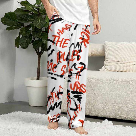 Men's Plain Pajama Pants with Custom Print 