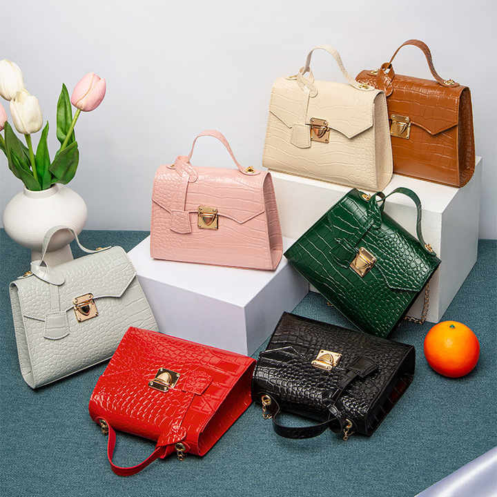 New faux crocodile leather handbag