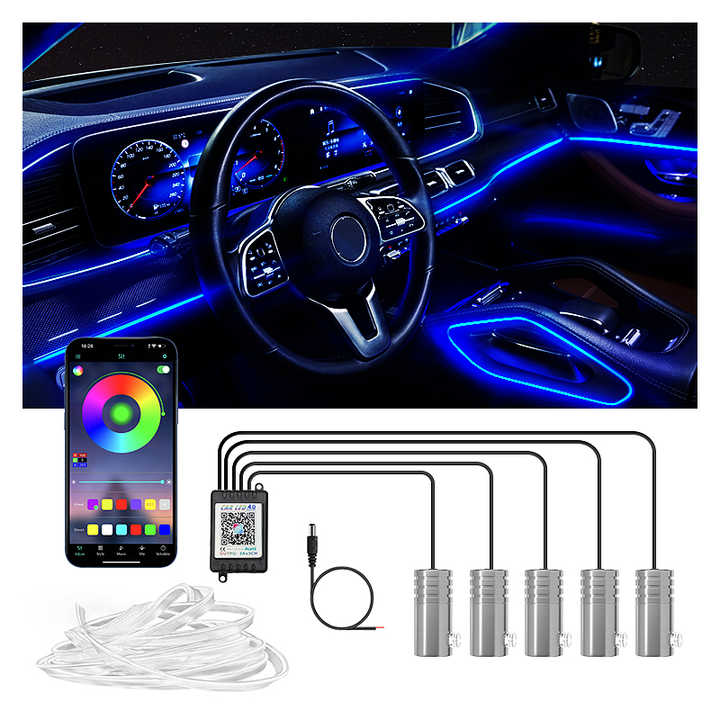 Wholesale General Cars RGB Strip 5V 12V Universal Car Light Neon Fiber 
