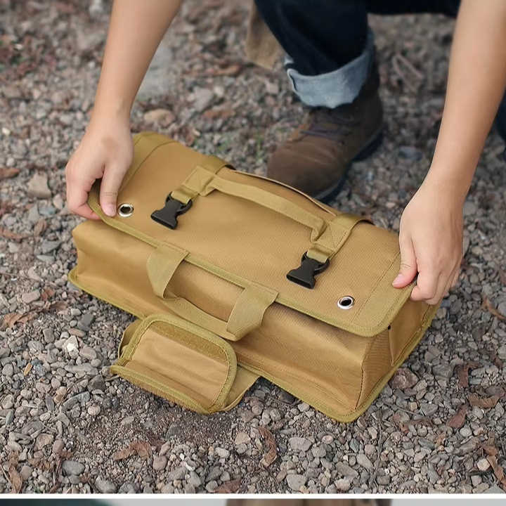 Portable Multi-Pocket Tool Bag, Heavy Duty Canvas Tool 