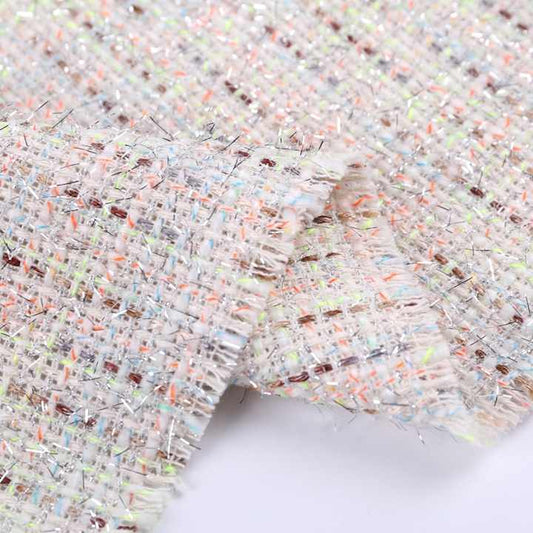 Shiny tweed fabric with glitter stripes 
