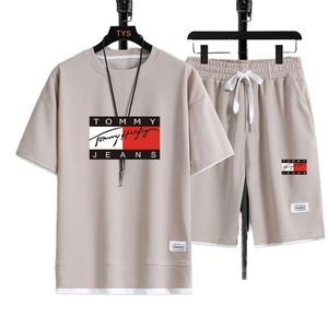 Men's Sportswear Short Sleeve Top and Printed Shorts Long-lasting for Summer Training and Performance Enhancement 