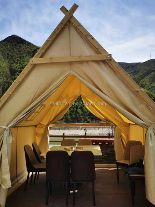 3*3m House-type Waterproof Luxury Camping Tent Four Season Triangular Outdoor Camping Picnic Hot Pot Tent 