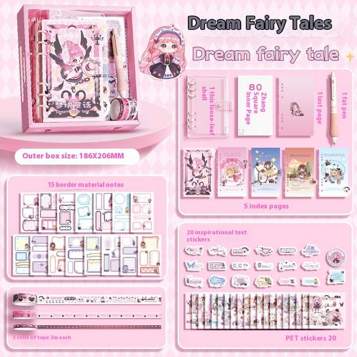 Cute Girl Heart Shaped Notebook Set with Inlaid Design 