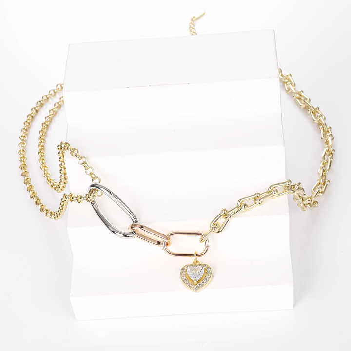 14k White Gold Plated Zircon Necklace 